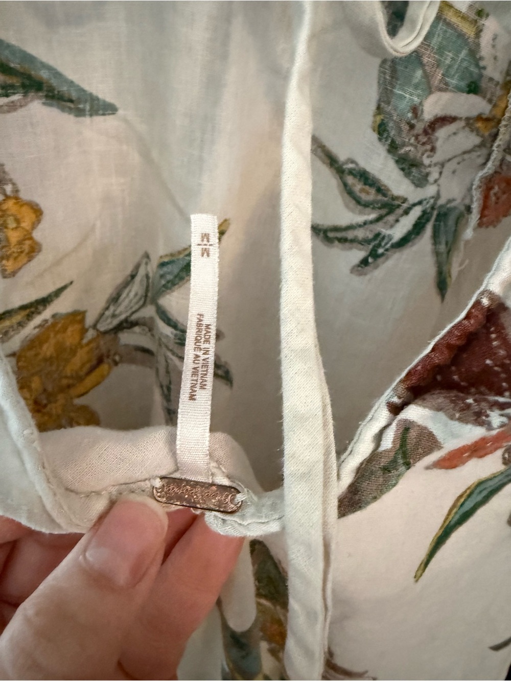 Free people Floral Lightweight Drawstring Top in Cream & Mustard - Picture 2 of 3